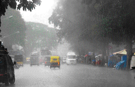 Normal life was affected as heavy rains lashed Hassan on Wednesday. DH photo