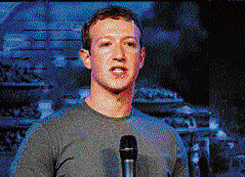 Facebook co-founder Mark Zuckerberg speaks at Internet.org summit in New Delhi on Thursday. PTI