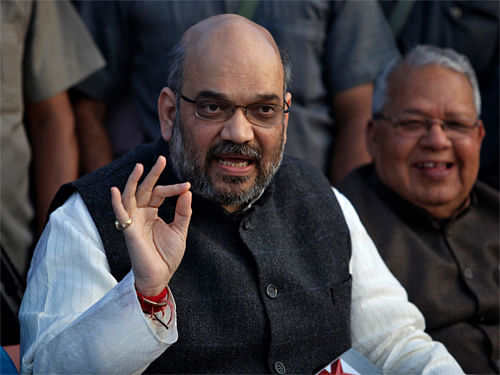 BJP national president Amit Shah will Thursday arrive in Uttar Pradesh on a two-day visit to attend a RSS conclave, party officials said. Reuters file photo