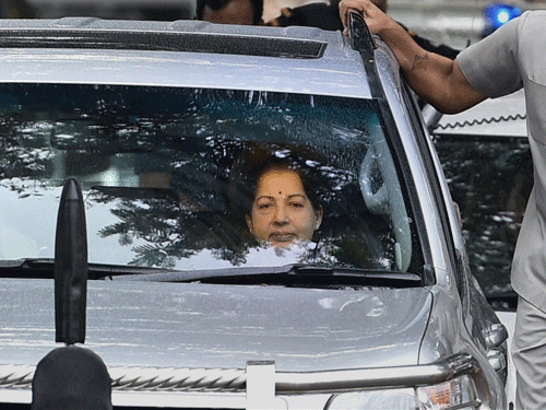 AIADMK supremo J Jayalalithaa walked out of a Bangalore prison following Supreme Court granting her bail in a graft case. PTI Photo