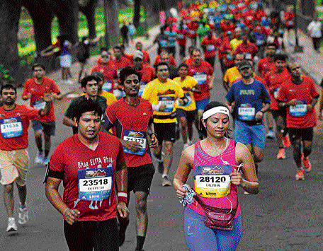 Enthusiastic: Participants of the marathon. dh photos by kishor kumar bolar
