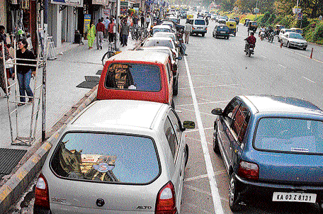 Nowhere to park: The increase in parking-related offences reflects lack of parking spaces in the City and violation of building bylaws. DH file photo