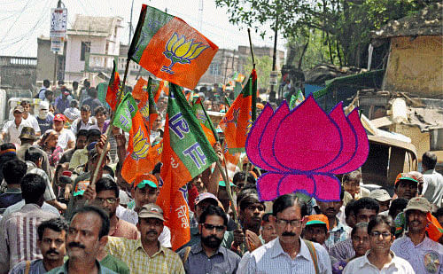 Sailing with the Narendra Modi wave, the BJP has demolished the voters' base of the Congress party in Mumbai, the commercial capital of Maharashtra. PTI file photo