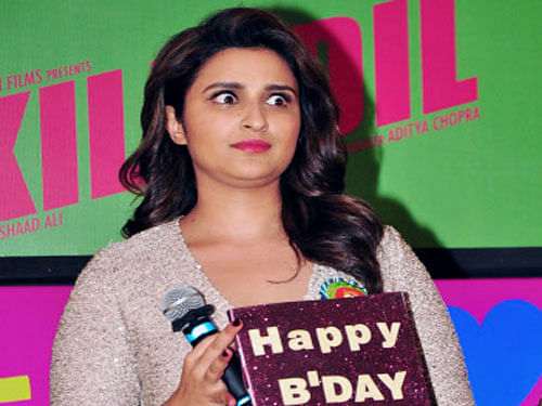 Actress Parineeti Chopra unveiled a romantic track titled 'Sajda' from her forthcoming film 'Kill Dil' Wednesday, which is also her birthday. PTI photo