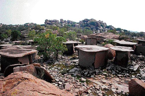 Save them: Stone-age tombs atop Hirebenakal Hills in Gangavathi taluk of Koppal district.