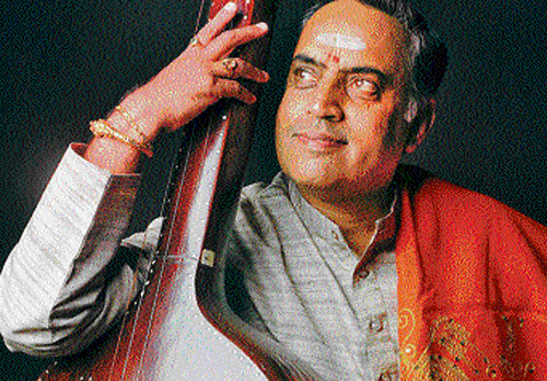 Lost in music : Vidwan S Shankar, one of the versatile Carnatic artistes.
