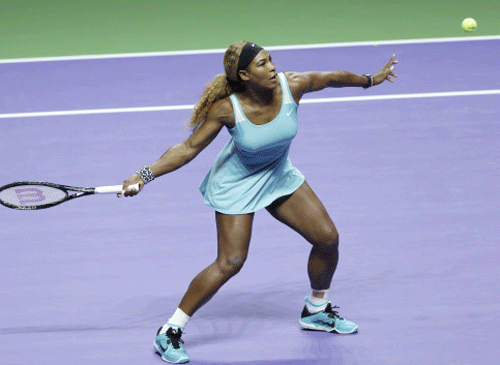 Serena Williams sealed her fifth WTA Finals title and took sweet revenge for her crushing loss to Simona Halep when she hammered the Romanian 6-3, 6-0 in Singapore today. AP file photo