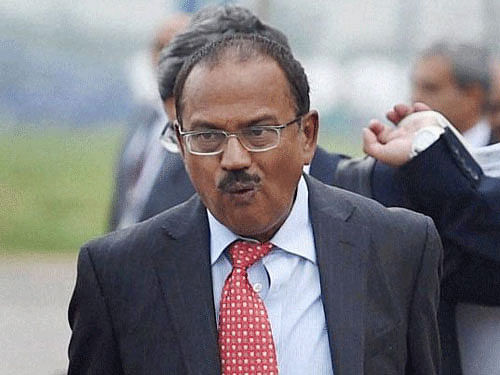 National Security Advisor Ajit Doval Monday visited West Bengal's Burdwan district where two suspected Bangladeshi militants were killed in a blast Oct 2. PTI photo