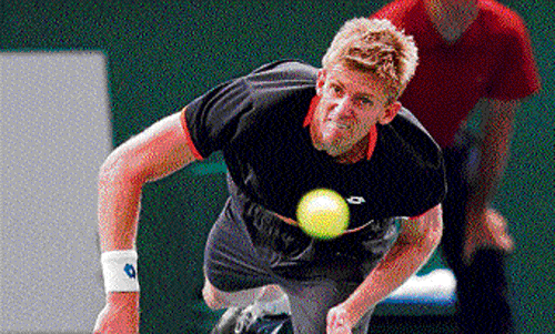 SHARP:  Kevin Anderson of South Africa serves during his win over Stan Wawrinka in Paris on Thursday. AP