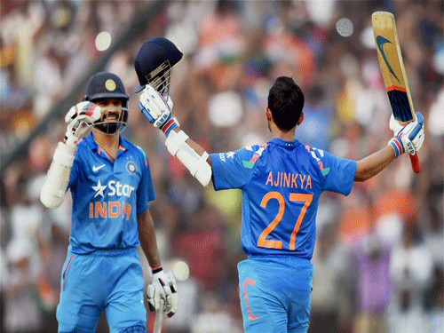 Openers Ajinkya Rahane and Shikhar Dhawan struck fluent centuries as India toyed with the Sri Lankan attack to post an imposing 363 for five. PTI Photo