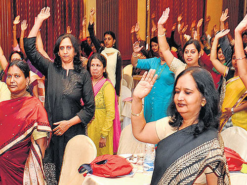 Schoolteachers attend the seminar by renowned storyteller Geeta Ramanujam, organised by DHiE at The Grand Magrath Hotel in the City on Friday. DH PHOTO