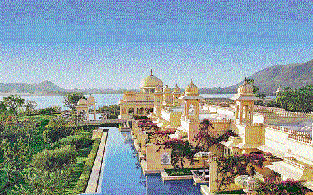 A view of the Oberoi Rajvilas in Udaipur.