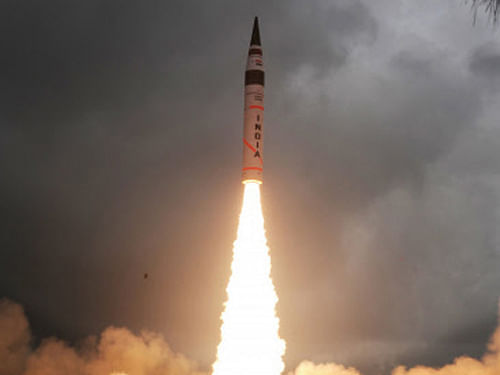 India today successfully test-fired its medium-range nuclear-capable Agni-II missile with a strike range of more than 2000 km from the Wheeler Island off Odisha coast as part of a user trial by the Army. Reuters file photo