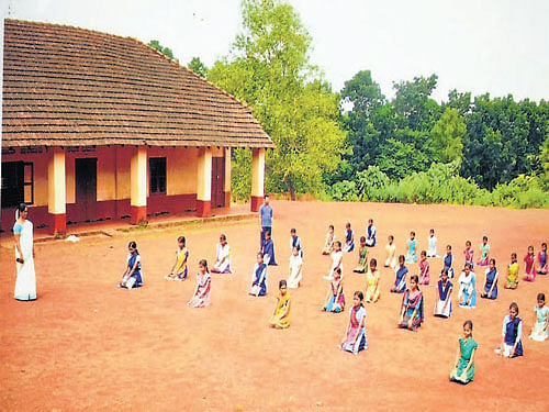 A view of Karate training  programme which was held at ST Pre-Metric Girls' Hostel at Aladangady, near Guruvayanakere of Belthangady taluk. dh photo