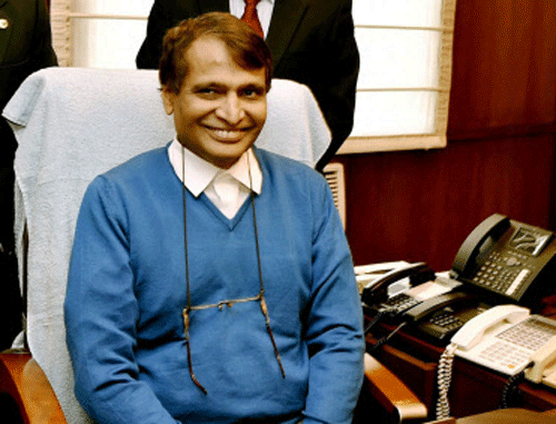 Suresh Prabhu takes charge as the Union Minister for Railways at Rail Bhawan in New Delhi on Monday. PTI Photo