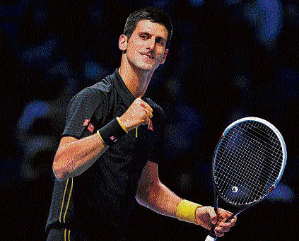 Serbia's Novak Djokovic celebrates his win over Croat Marin Cilic on Monday.