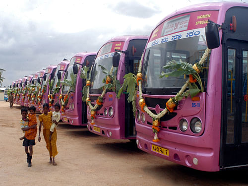 Labour Minister P T Parameshwar Naik said on Thursday that he has urged Transport Minister Ramalinga Reddy to ply special Bangalore Metropolitian Transport Corporation (BMTC) buses in select routes for the benefit of women working in garment factories.DH photo