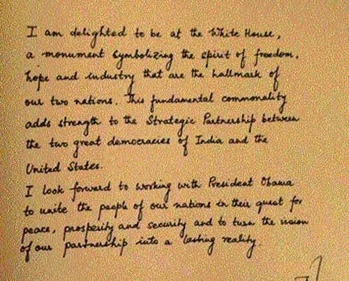 A sample of Prime Minister Narendra Modi's handwriting.