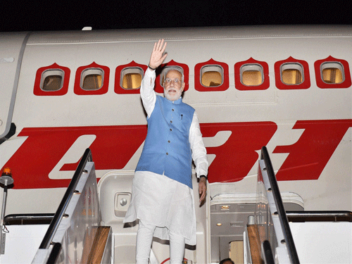 Prime Minister Narendra Modi's Air India One plane was made to wait at the Nay Pyi Taw Airport in Myanmar. PTI Photo