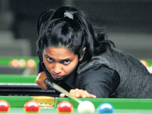 Vidya Pillai will lead the Indian women's challenge in the World Snooker meet. Dh photo/ srikanta sharma r