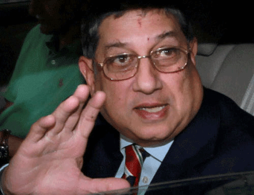 ICC chairman N Srinivasan has been cleared of the charges of match-fixing in IPL 2013 by the Supreme Court-appointed Justice Mudgal panel but received a rap over the knuckles for not taking action against an unidentified player for violating the code of conduct. PTI photo