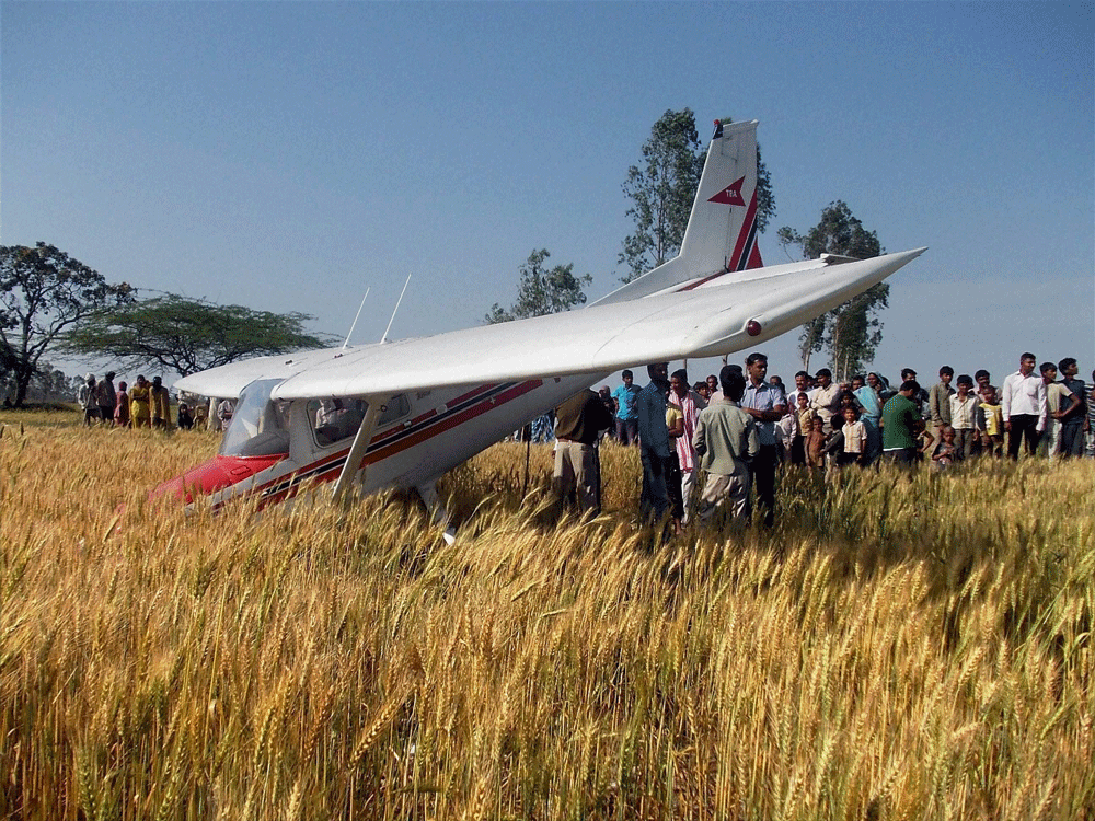 An aircraft of Madhya Pradesh Flying Club on training sortie crashed at Devi Ahilyabai Holkar Airport here today in which two persons were seriously injured, police said. PTI file photo. (For representation purpose only)