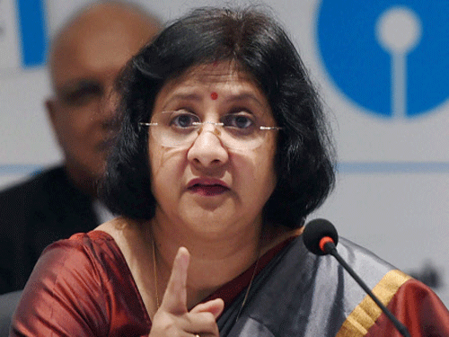 'We clarify that this is a memorandum of understanding. This is not a loan sanction that we have given. It will go through proper due diligence both on the credit side as well as on the viability side,' SBI Chairperson Arundhati Bhattacharya said here. PTI photo