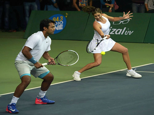Mumbai Tennis Masters defeated Punjab Marshalls 27-21 in a group match of Champions Tennis League (CTL) here. AP photo