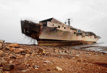 The process of breaking of decommissioned aircraft carrier, Vikrant, has commenced at the Darukhana ship breaking yard, located in the eastern coast of Mumbai. DH Photo