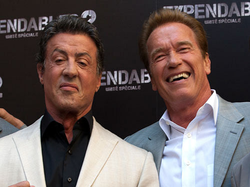 Hollywood star Arnold Schwarzenegger revealed that he and Sylvester Stallone were each other's biggest enemies during the 1980s.AP Photo