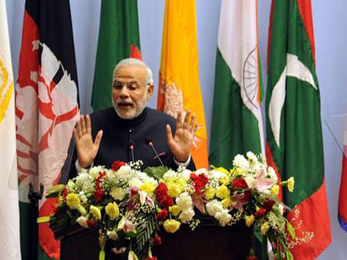 Prime Minister Narendra Modi Wednesday recalled the horror of the 2008 Mumbai terror attack at the Saarc summit and stressed on the need to combat terrorism and trans-national crimes.Image Courtesy: Twitter
