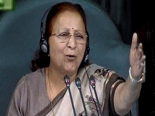 Speaker Sumitra Mahajan Wednesday rejected a notice by the Congress party for an adjournment motion in the Lok Sabha on the issue of black money. PTI file photo