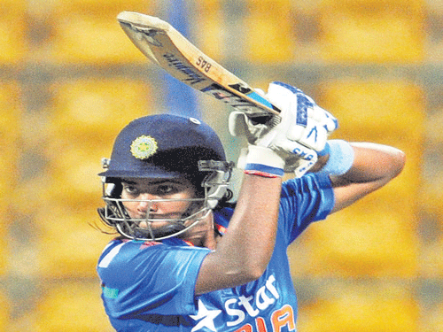 India's Shikha Pandey en route her 59 against South Africa in Bangalore on Wednesday. DH photo/ Ranju p