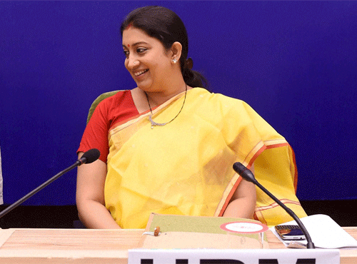 Human Resource Development Minister Smriti Irani Friday denied receiving any letter from the Aligarh Muslim University (AMU) vice chancellor over an event planned by BJP members on the university campus Dec 1. PTI photo