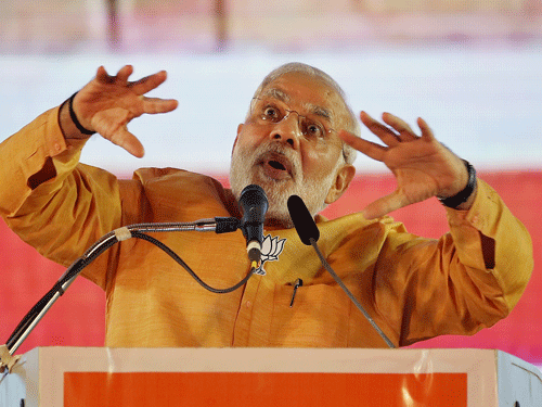 Sounding the poll bugle for the second phase of Assembly elections here, Prime Minister Narendra Modi today sought a clear mandate for BJP in Jammu and Kashmir for the state's development and said that it was "stuck at the same place" for past 30 years. AP file photo