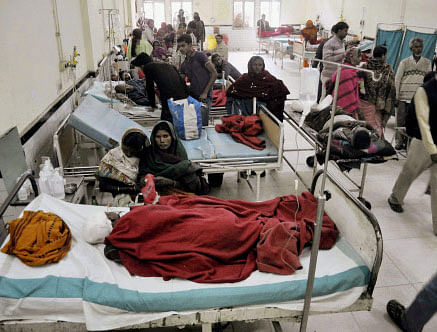 Family members attending their injured relatives at a hospital, after stampede at Railway station in Allahabad PTI file photo
