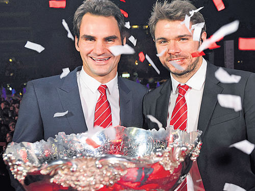 Roger Federer (left) and StanWawrinka combined forces to landSwitzerland their maiden Davis Cup title. REUTERS