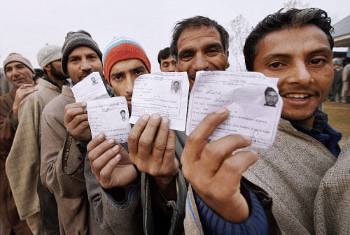 After a record turnout in the first phase, the high-voltage campaigning for the second leg of Assembly elections on December 2 in nine seats in Jammu and as many in Kashmir ended today, with several high-profile candidates including former separatist Sajad Lone and four state ministers trying their luck at the hustings. PTI photo