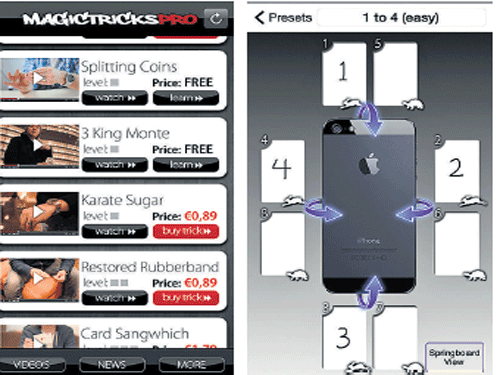 A screenshot of Magic Tricks Pro (left) and IForce apps. INYT