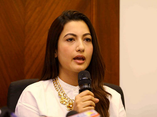 Bollywood actress Gauhar Khan giving her statement on the physical attack and molestation attempt on her, in Mumbai on Tuesday. PTI Photo