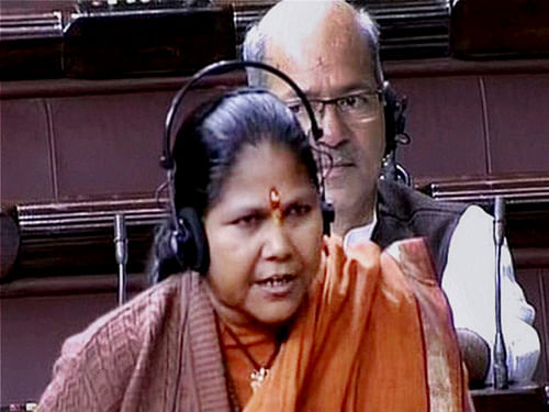 Lok Sabha was today adjourned briefly as a united opposition created uproar demanding resignation of Union minister Sadhvi Niranjan Jyoti from Prime Minister Narendra Modi over her controversial remarks. PTI file photo