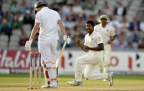 Speedster Varun Aaron bagged a rich haul of four wickets as Indians bowled out Cricket Australia XI for a none-too-impressive 243 on the first day of their second two-day warm-up match here after a week of emotional turmoil owing to Phillip Hughes' tragic death. Reuters File Photo.