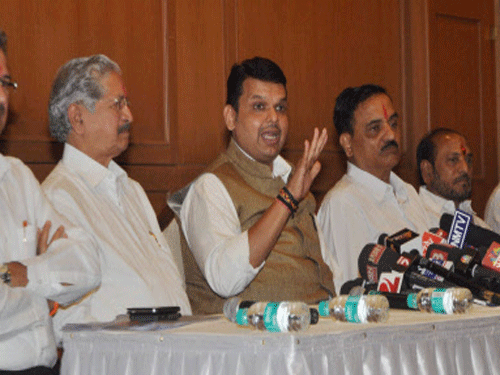 Weeks after squabbling over allocation of portfolios, the Shiv Sena will finally join the BJP-led government today when Chief Minister Devendra Fadnavis expands his cabinet. PTI file photo