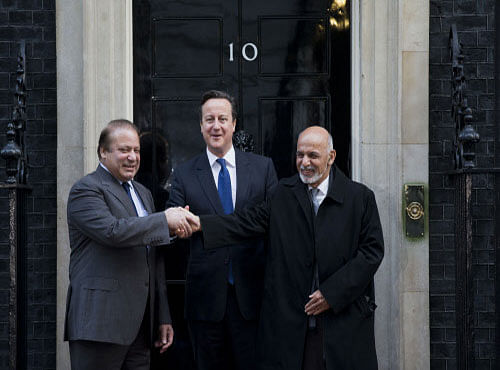 British Prime Minister David Cameron today hosted a breakfast meeting for his Pakistani counterpart Nawaz Sharif and Afghan President Ashraf Ghani as they discussed the regional situation with particular reference to Afghanistan. AP file photo