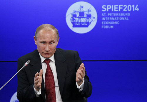 As Russia grapples with a floundering sanctions-hit economy, India Friday set the tempo for Russian President Vladimir Putin's two-day India visit next week, saying that it has clearly spelt out that it 'cannot be party' to any economic sanctions against its old friend. Reuters file photo