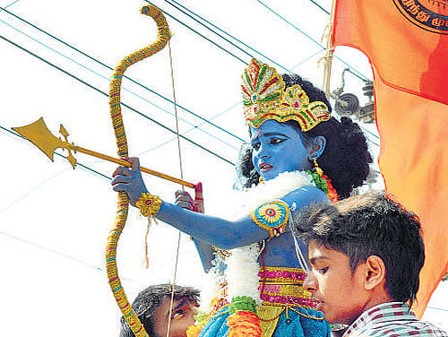 A child at a protest organised by Hindu Munnani in Coimbatore on Saturday. PTI photo