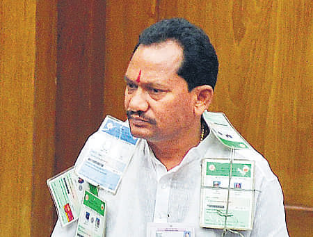 Prabhu Chavan, the BJP legislator found watching pictures of Priyanka Gandhi on his cell phone in the Assembly on Wednesday, was detained at Hyderabad airport on May 16, 2011, for carrying a revolver.DH File photo