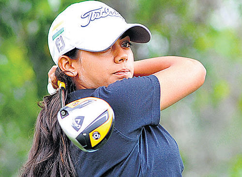 FINE SHOWNishtha Madan en route to her 70 in the first round of the All-India Ladies Golf on Tuesday. DH PHOTO.