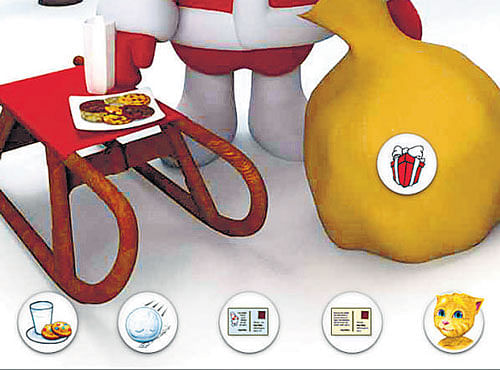 Handouts of Talking Santa and Santa's Bag apps. INYT