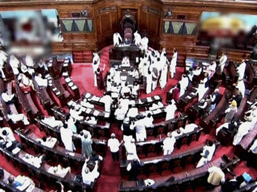 Opposition led by Samajwadi Party and JD-U today disrupted proceedings in Rajya Sabha accusing the government of using police force to prevent workers from attending the Janata Parivar rally at Jantar Mantar and sought an apology from it. PTI file photo